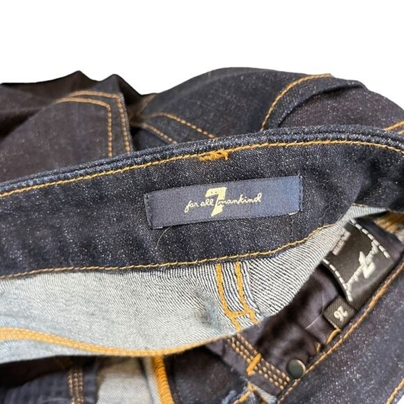 7 SEVEN FOR ALL MANKIND Dark Wash Raw Hem Slim Straight Zip Fly Stretch Jeans 26 - Picture 2 of 16